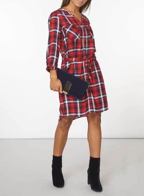 **Only Red check shirt dress